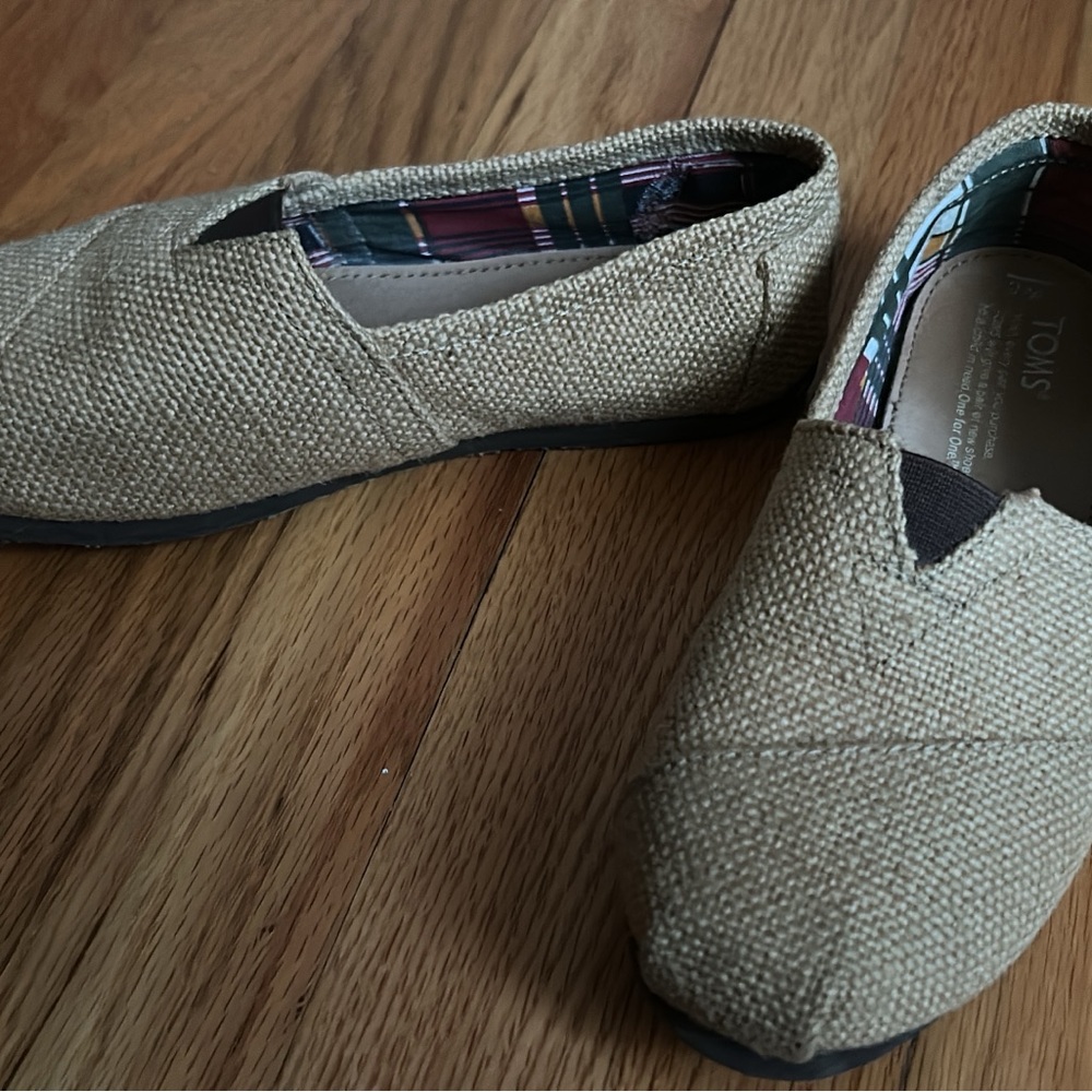 TOMS Textured Tan Slip-Ons